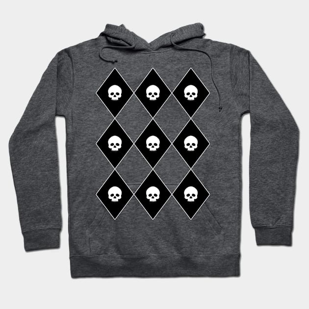 Harlequin Skull Pattern (Gray) Hoodie by inatorinator